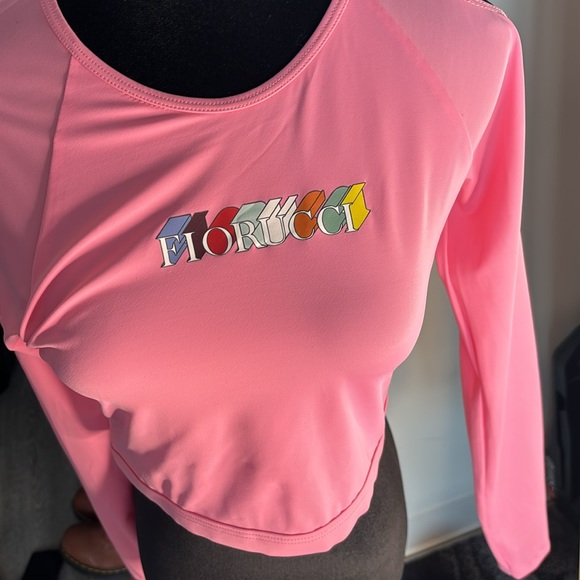 Fiorucci 3-D Logo Hot Pink Crop Top Size XL NWOT - Picture 7 of 7